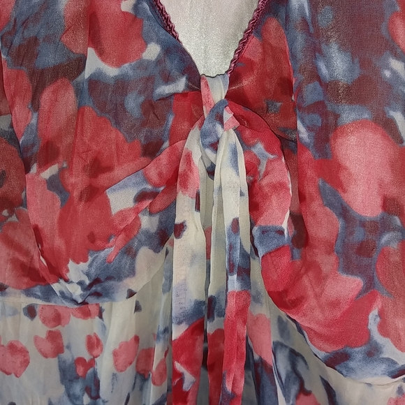 Mina UK M L Coral Poppy Flowy Dress - Picture 3 of 9